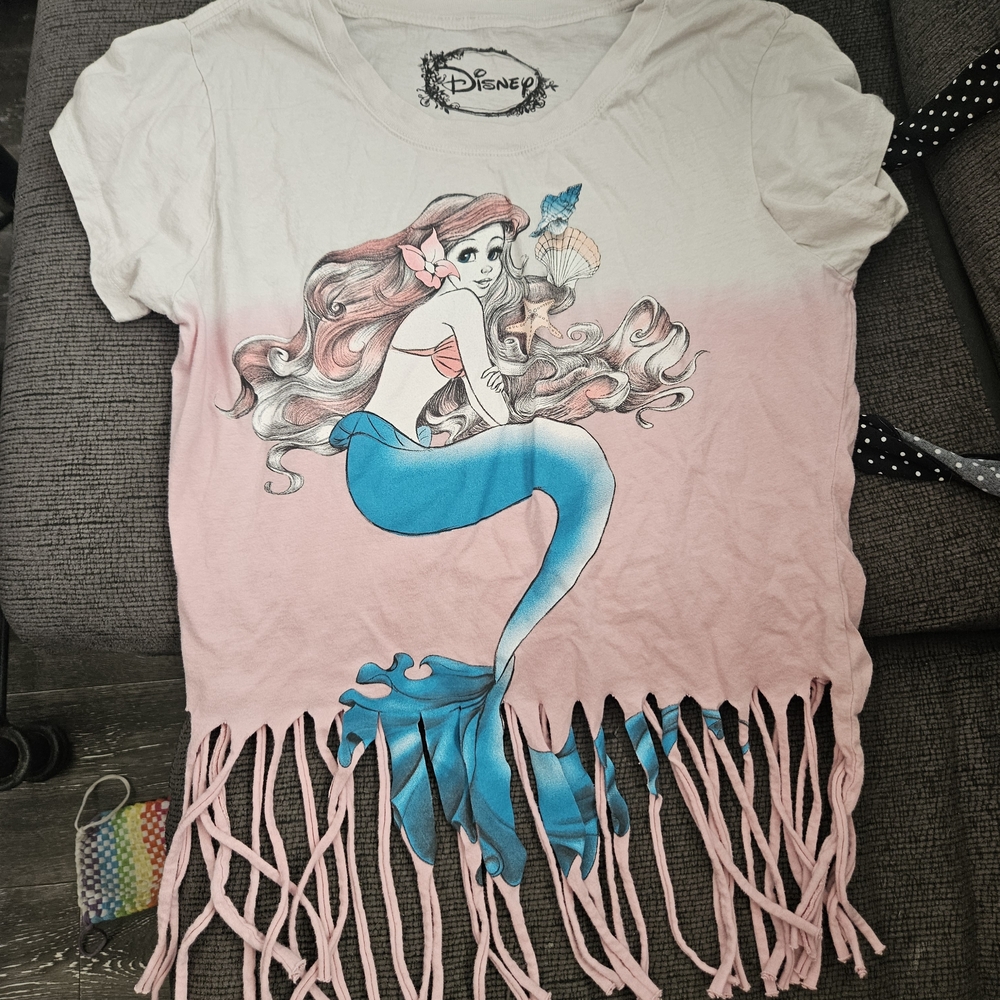 Disney Pink Ombre Ariel Fringe Crop Top